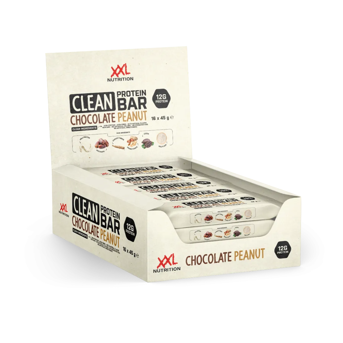 16x XXL Nutrition Clean Protein Bar - Peanut/Chocolate (16 x 45 gr)