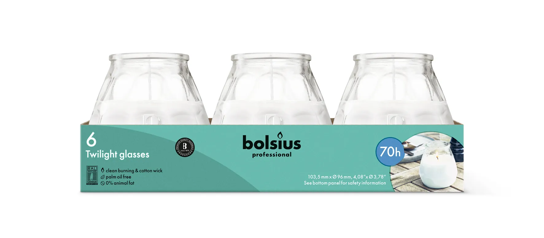 Bolsius Horeca Twilight 104/99 Transparant (6 stuks)