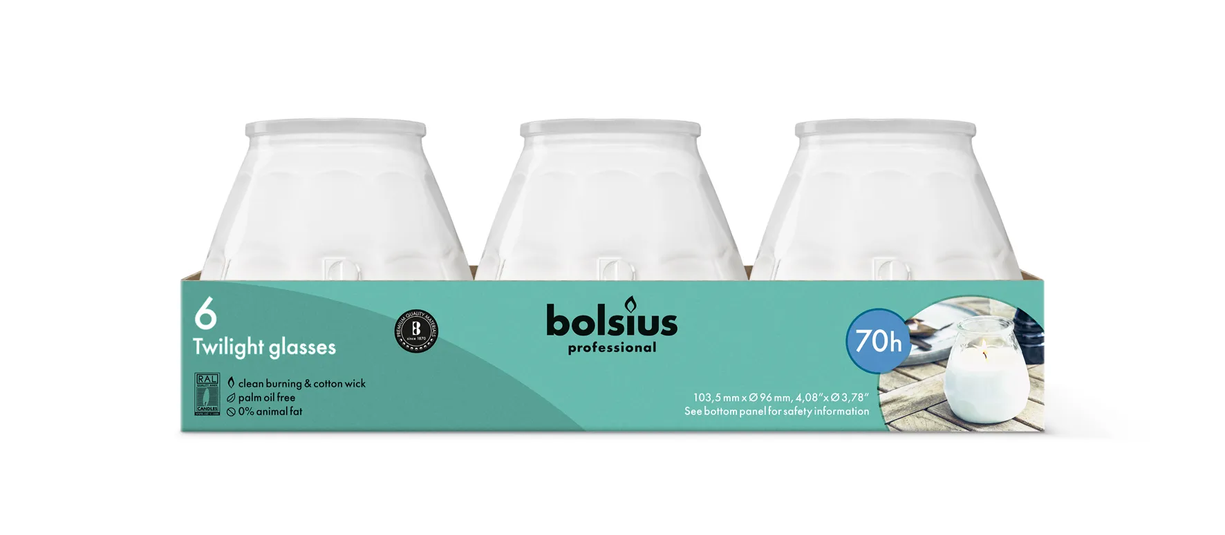 Bolsius Horeca Twilight 104/99 Wit (6 stuks)