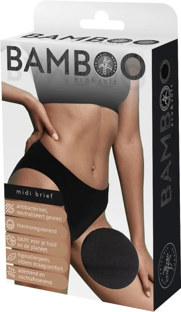 Naproz Bamboo Midi Brief Zwart M (1 stuk)