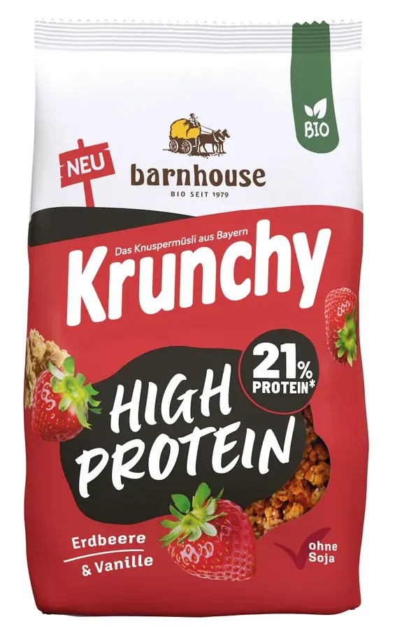 Barnhouse Krunchy High Protein Aarbeien - Vanille (450 gr)