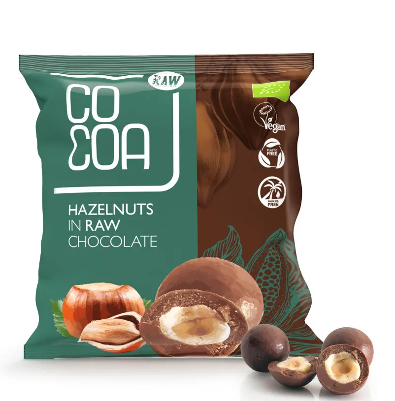Cocoa Hazelnoten met Pure Chocolade Raw (70 gr)