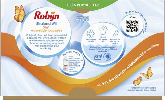 Robijn Wascapsules Stralend Wit (15 stuks)