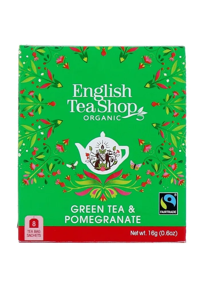 English Tea Shop Organic Green Tea & Pomegranate (8 zakjes)