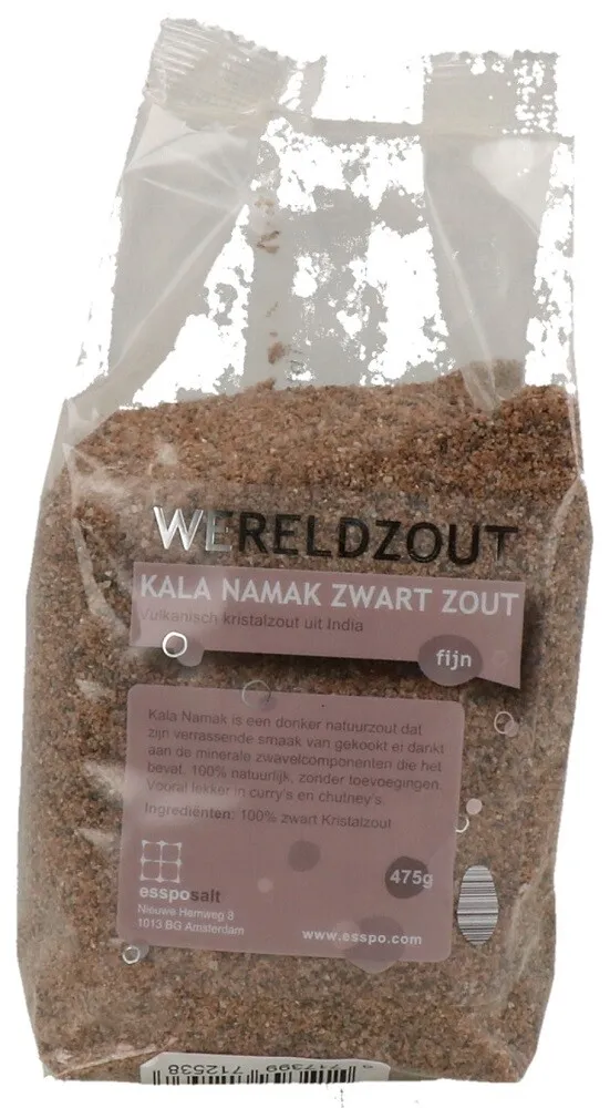 Esspo Wereldzout Kala Namak Zwart Zout Fijn (475 gr)