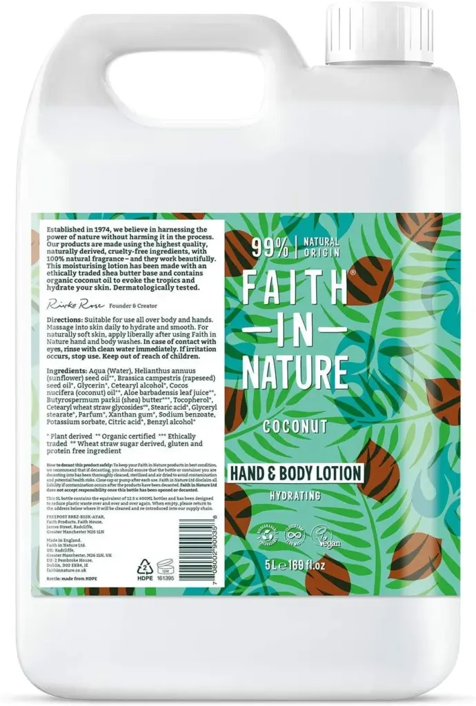 Faith in Nature Coconut Hand & Body Lotion Navulverpakking (5000 ml)
