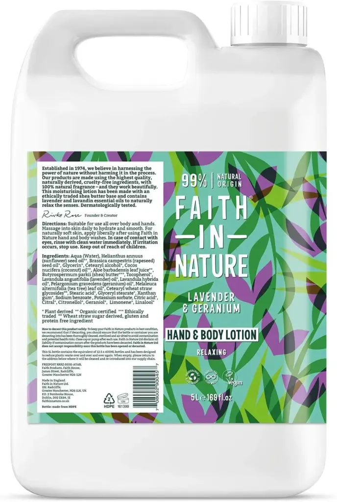 Faith in Nature Hand & Body Lotion Lavendel & Geranium Navulverpakking (5000 ml)