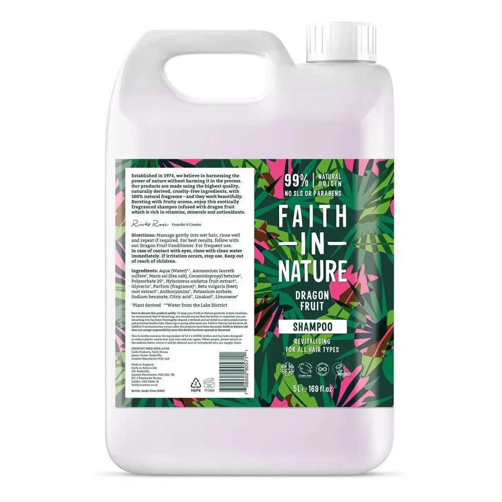 Faith in Nature Dragon Fruit Shampoo Navulverpakking (5000 ml)
