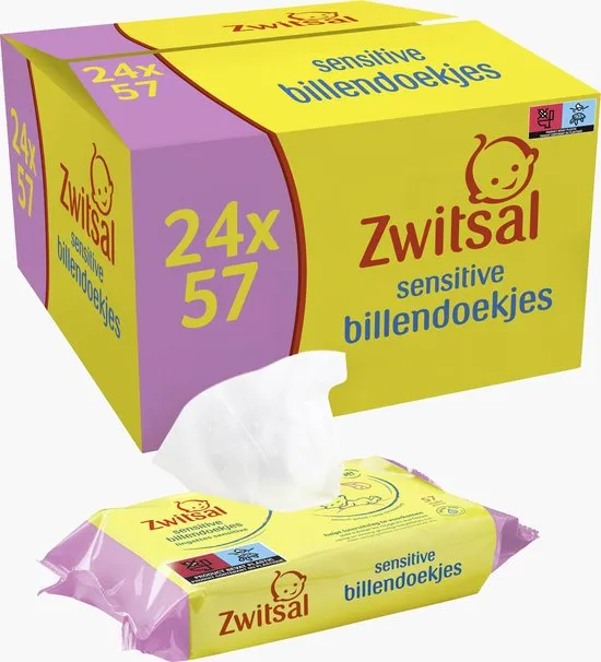 Zwitsal Billendoekjes Sensitive (24 x 57 stuks)