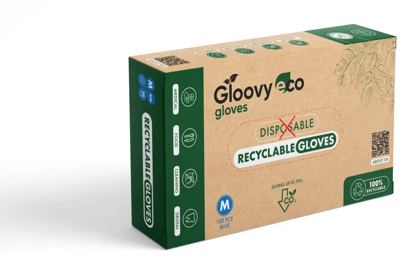 Gloovy Eco Recyclebare Handschoenen Blauw M (100 stuks)
