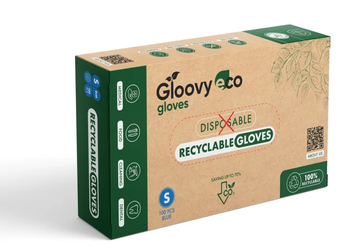 Gloovy Eco Recyclebare Handschoenen Blauw S (100 stuks)