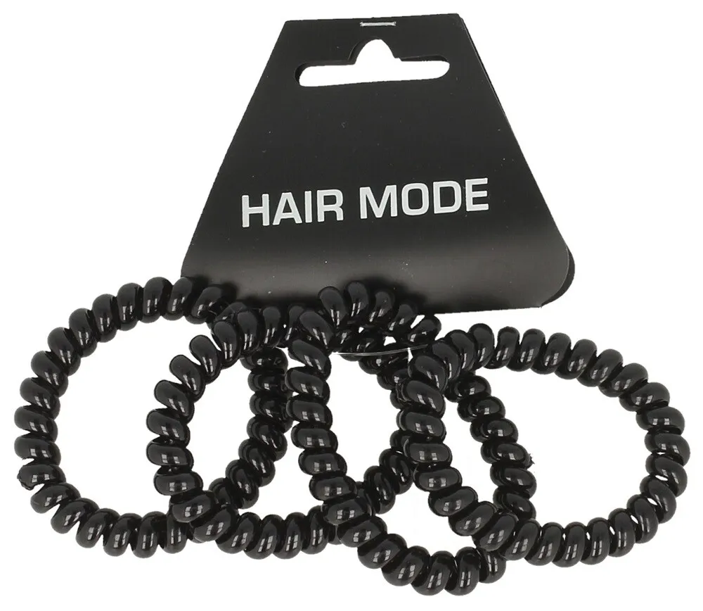 Hair Mode Haarelastiek Kabel Groot Zwart (4 stuks)