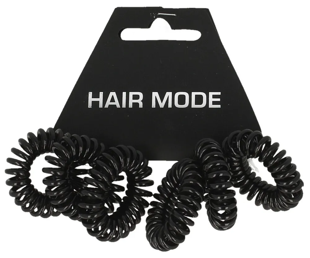 Hair Mode Haarelastiek Kabel Klein Zwart (6 stuks)