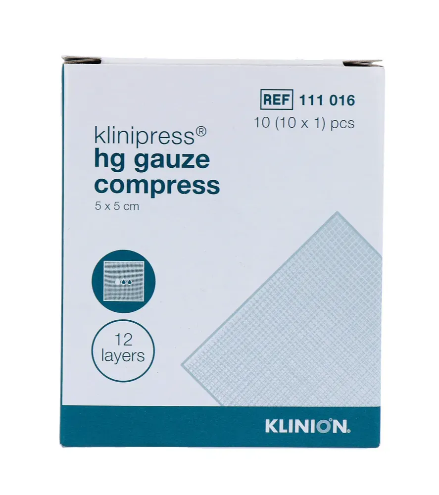 Klinion HG Gaaskompressen 5x5cm (10 stuks)