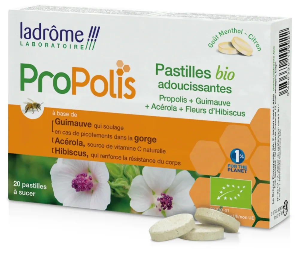 Ladrôme Propolis + Hibiscus + Acerola Pastilles (20 tabletten)