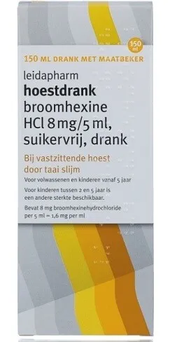 Leidapharm Hoestdrank Broomhexine Hci 8mg/5ml Suikervrij (150 ml)