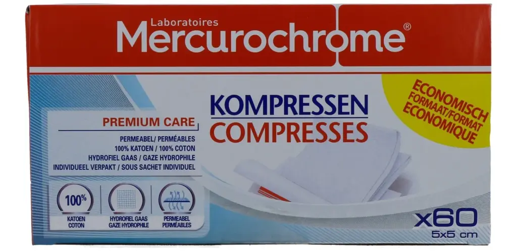 Mercurochrome Kompressen 5x5cm (60 stuks)