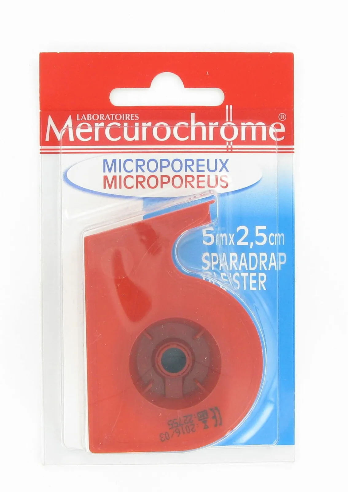 Mercurochrome Pleisters Microporeus 5mx2,5cm (1 stuk)