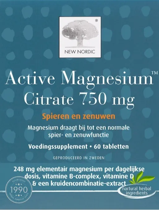 New Nordic Active Magnesium Citrate 750mg Tabletten (60 tabletten)
