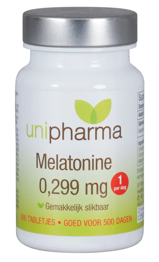 Unipharma Melatonine Puur 0,299mg Tabletten (500 tabletten)