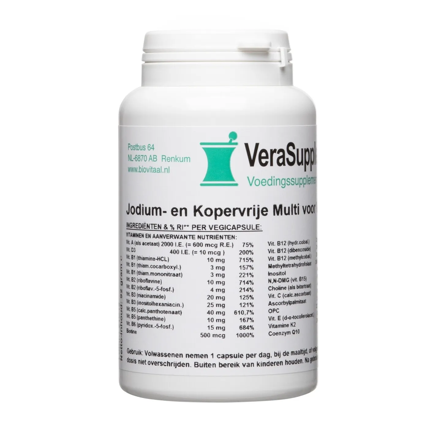 Verasupplements Jodium- en Kopervrije Multi voor Volwassenen Capsules (100 vegetarische capsules)