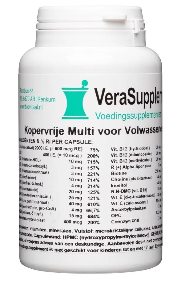Verasupplements Kopervrije Multi Volwassenen Capsules (100 capsules)