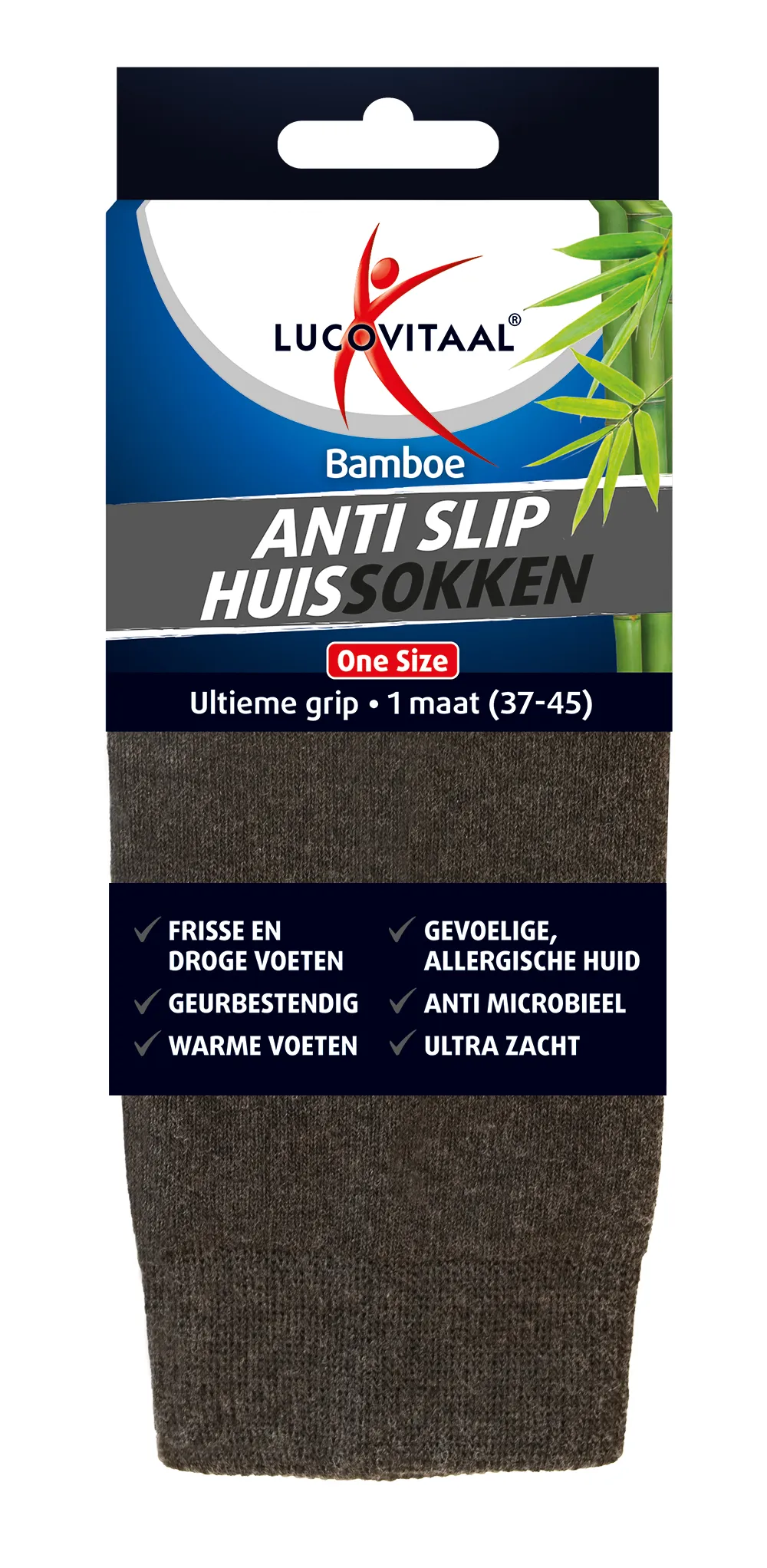 Lucovitaal Bamboe Anti Slip Huissokken One Size (1 Paar)