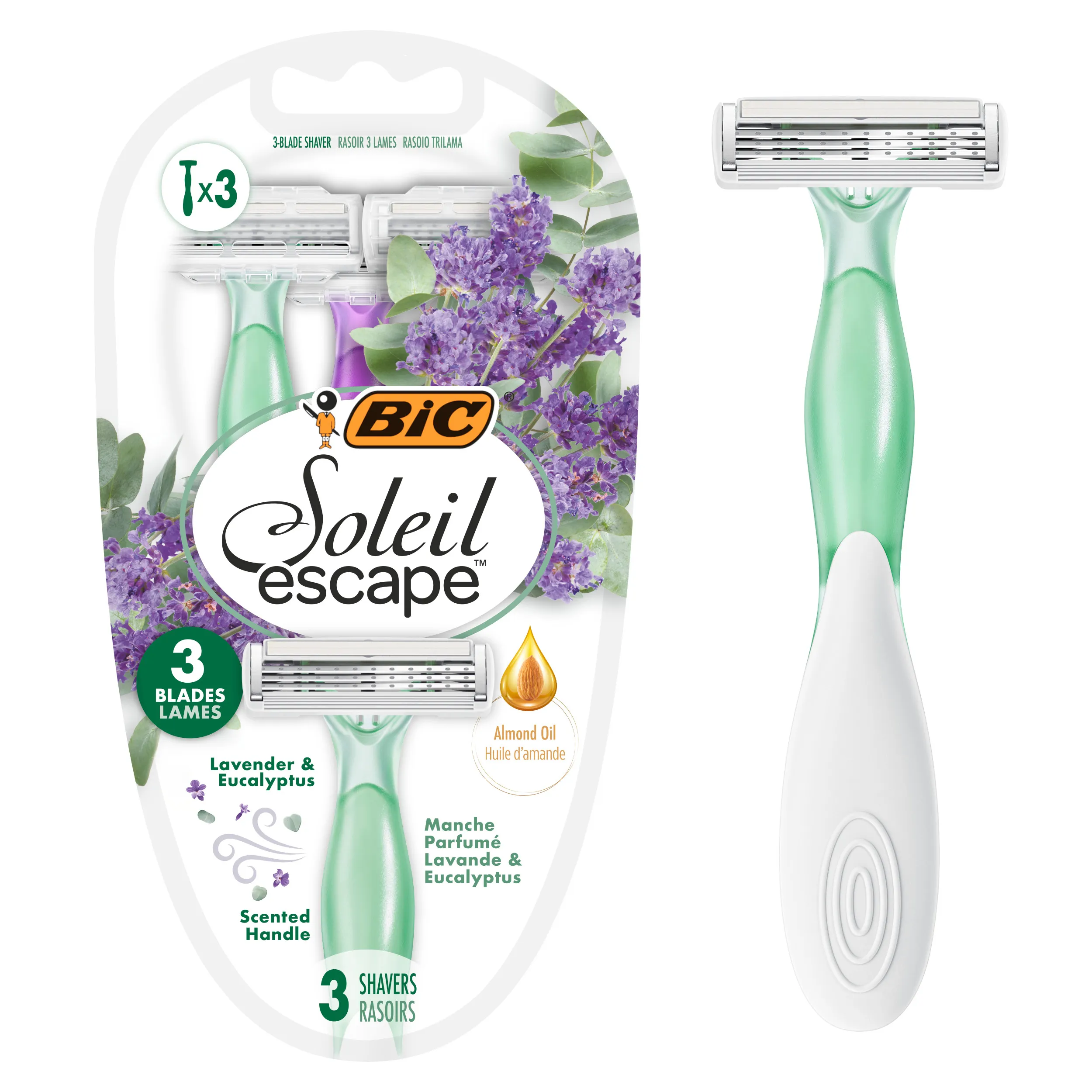 Bic Soleil Escape Wegwerpmesjes Lavendel Eucalyptus (3 stuks)