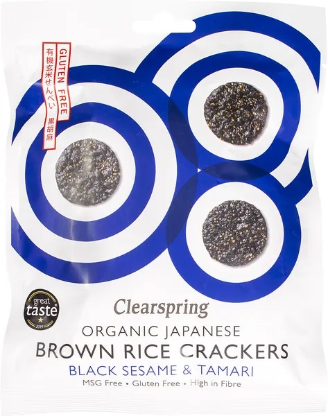 Clearspring Bruine-Rijstcrackers Black Sesame & Tamari (40 gr)