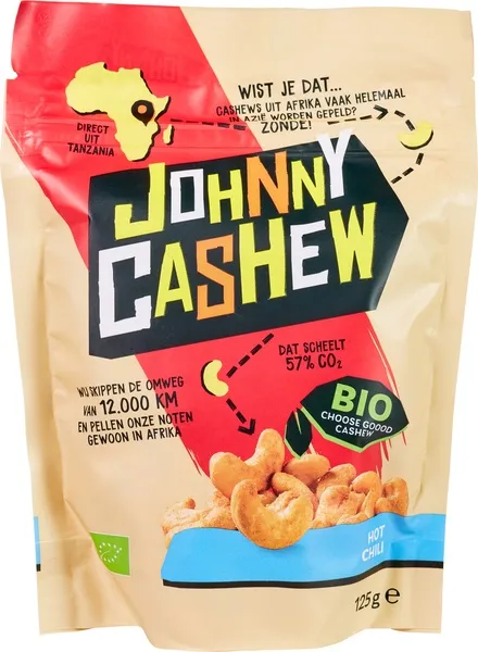 Johnny Cashew Cashewnoten Hot Chili (125 gr)