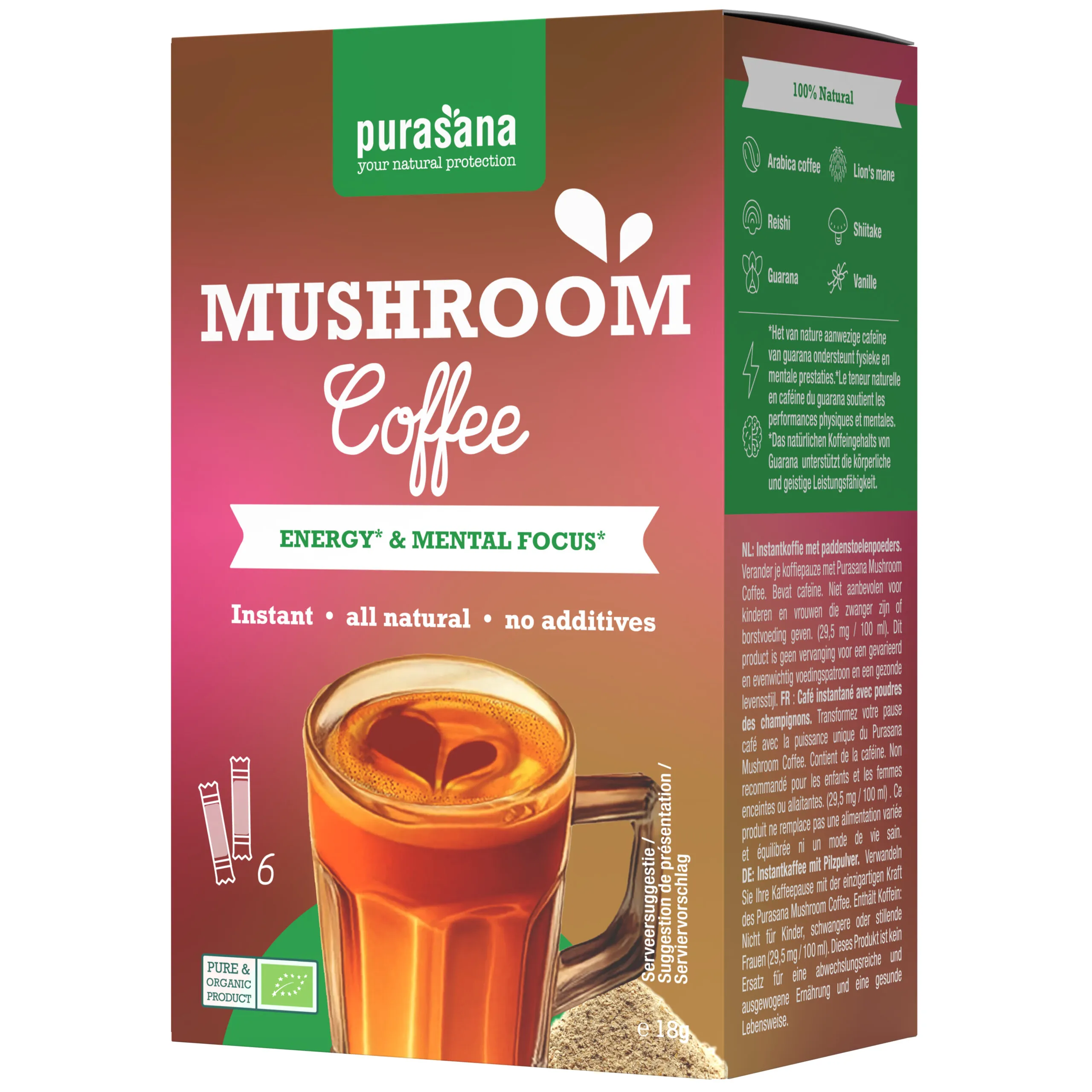 Purasana Mushroom Coffee Bio (6 x 3 gr) - image 5