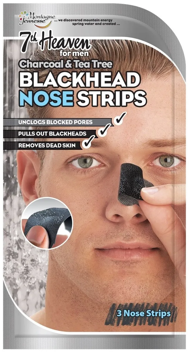 Montagne Jeunesse 7Th Heaven Men Blackhead Nose Strips Charcoal & Tea Tree (1 stuk)