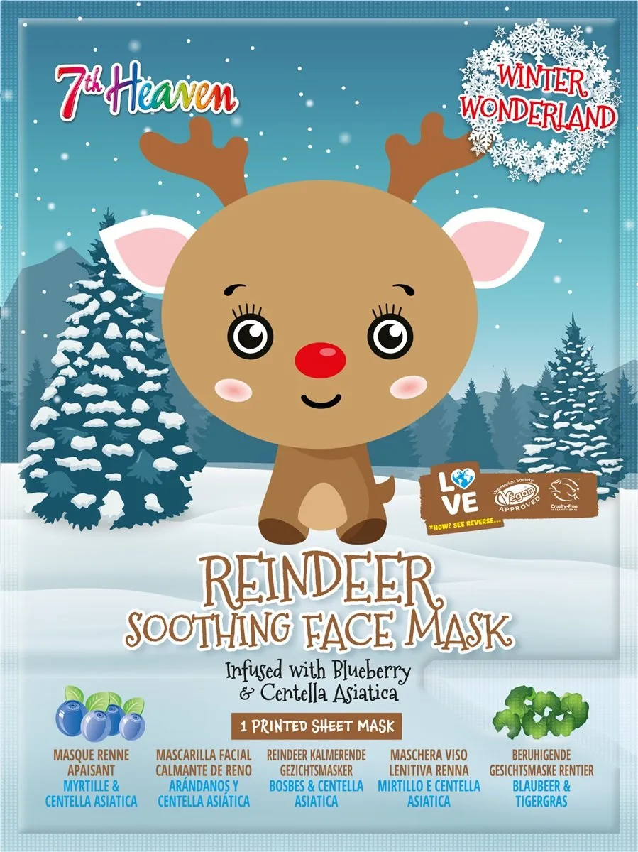Montagne Jeunesse 7Th Heaven Reindeer Face Mask Blueberry & Centella Asiatica (1 stuk)