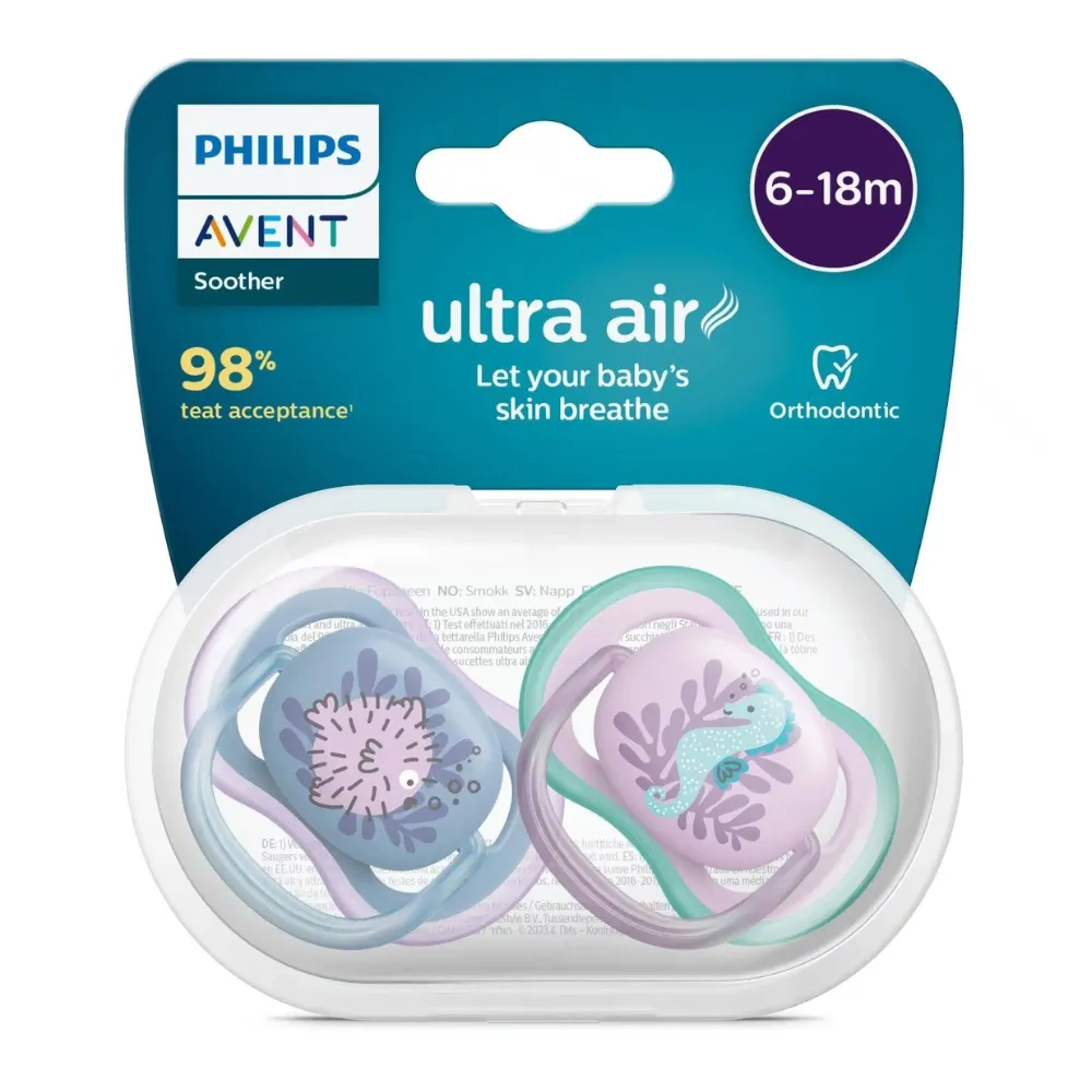 Avent Fopspeen 6-18M Ultra Air Zeepaard/Vis (2 Stuks)