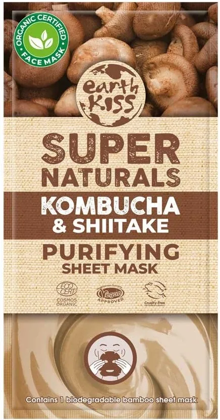 Earth Kiss Sheet Mask Kombucha & Shiitake (1 stuk)