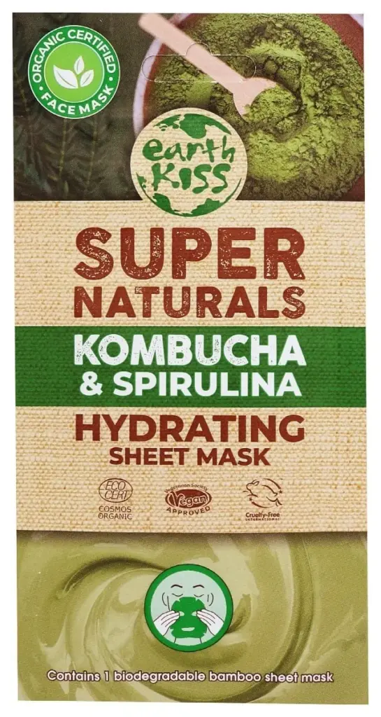 Earth Kiss Sheet Mask Kombucha & Spirulina (1 stuk)