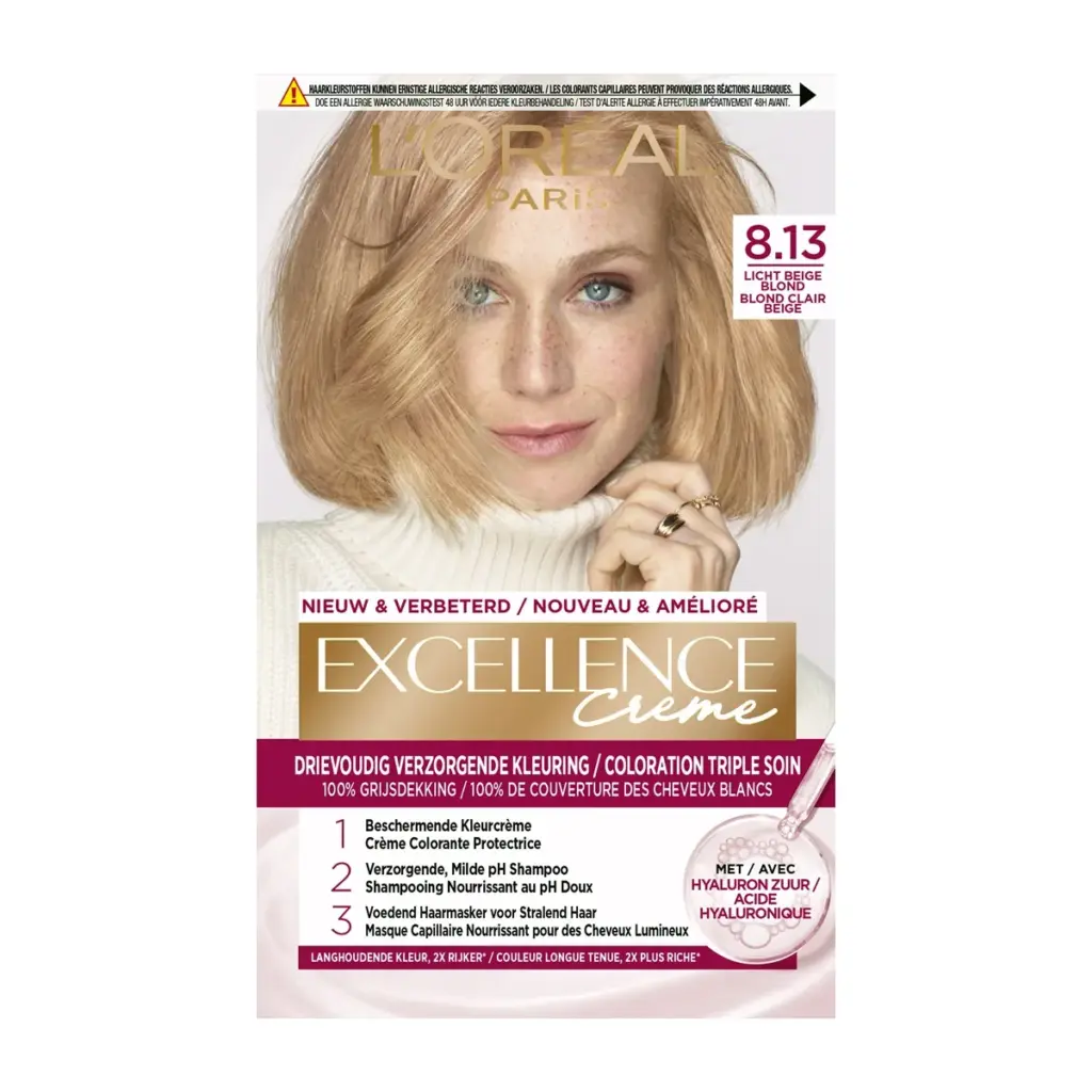 L'Oréal Excellence 8.13 Licht Beige Blond (1 stuk)
