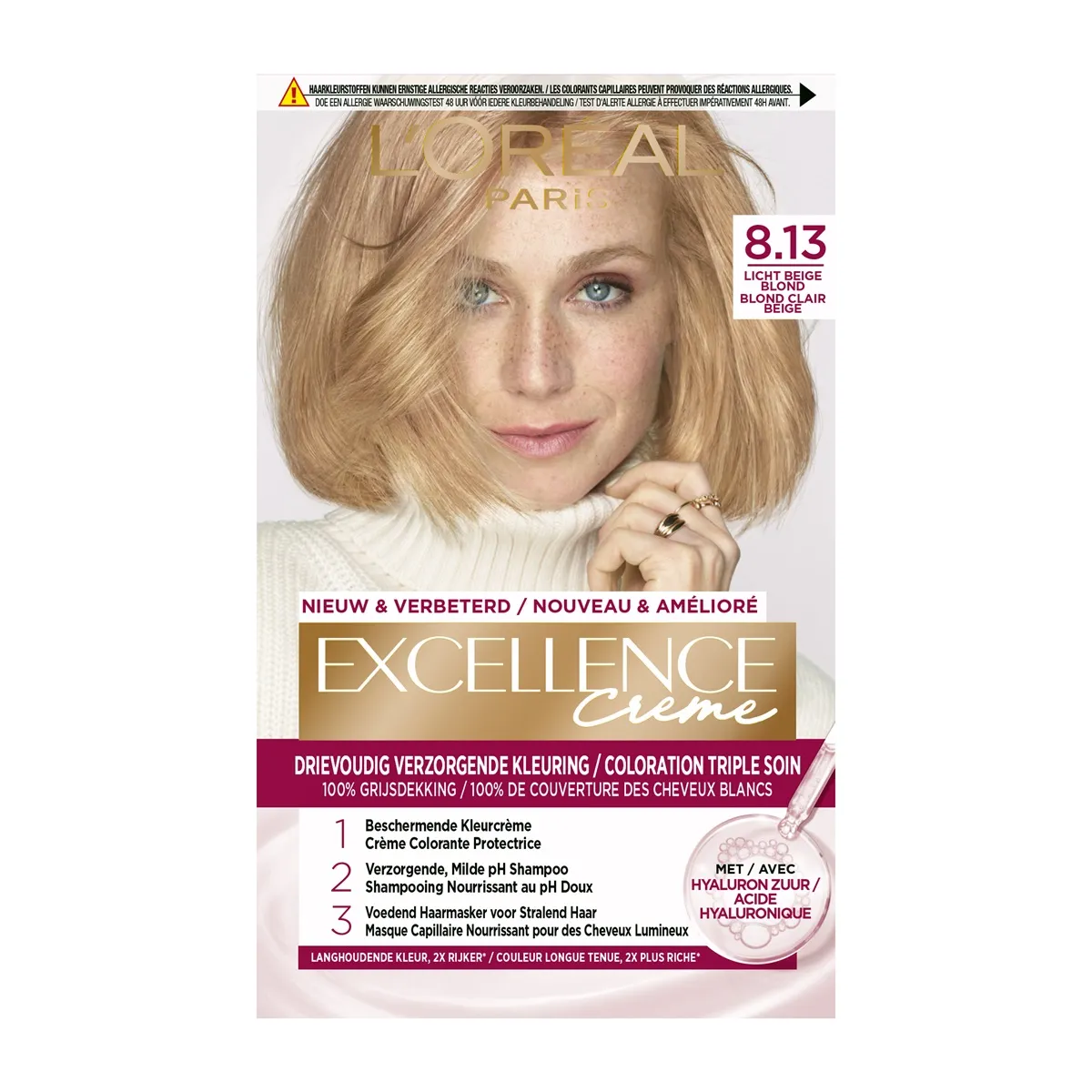 L'Oréal Excellence 8.13 Licht Beige Blond (1 stuk)