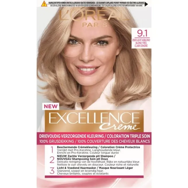 L'Oréal Excellence 9.1 Zeer Licht Asblond (1 stuk)