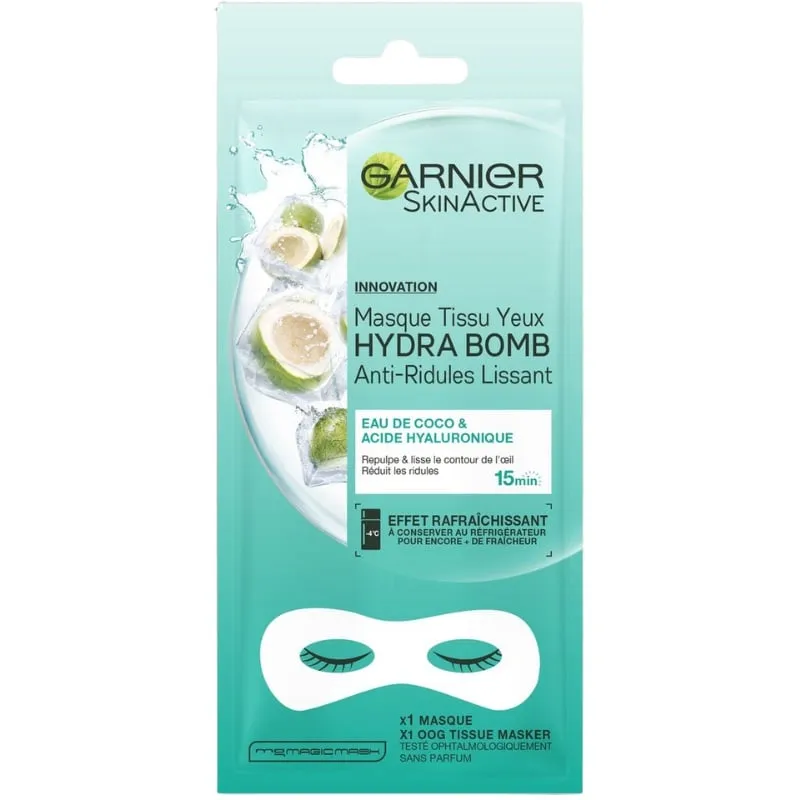 Garnier Skinactive Masker Sheet Oog Hydra Bomb Kokos (1 Paar)