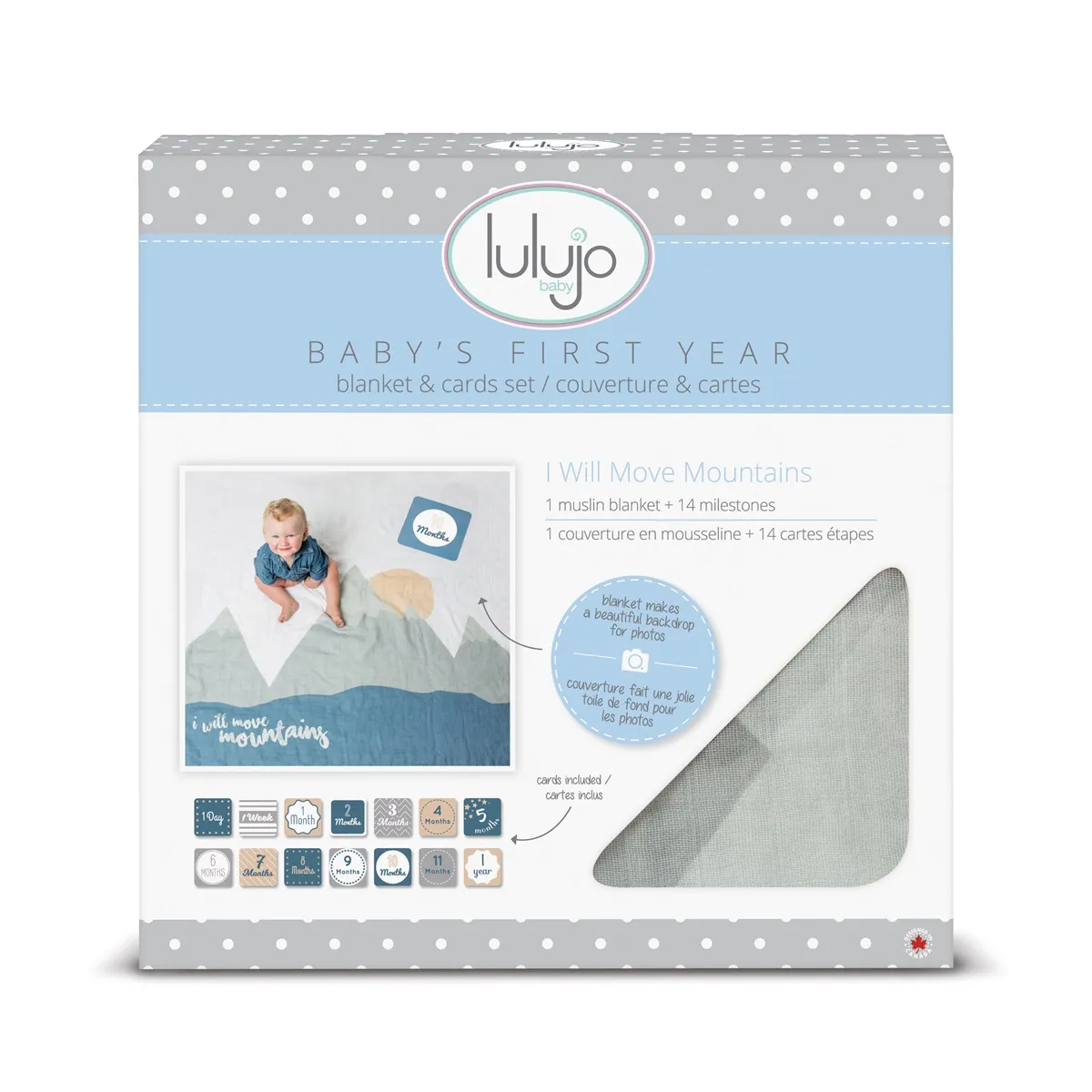 Lulujo Swaddle&Cards I Will Move Mountains (1 set)