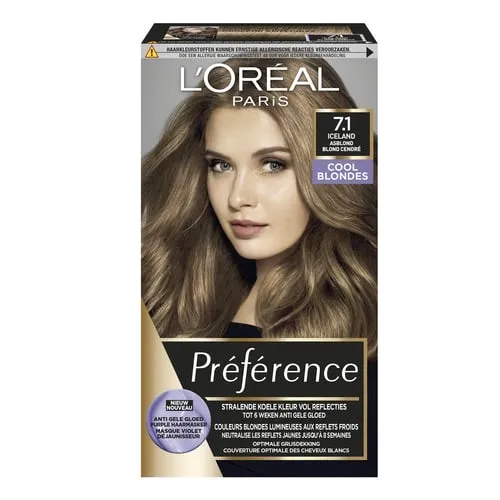 L'Oréal Paris Preference Cool Blondes 7.1 Iceland Asblond (1 stuk)