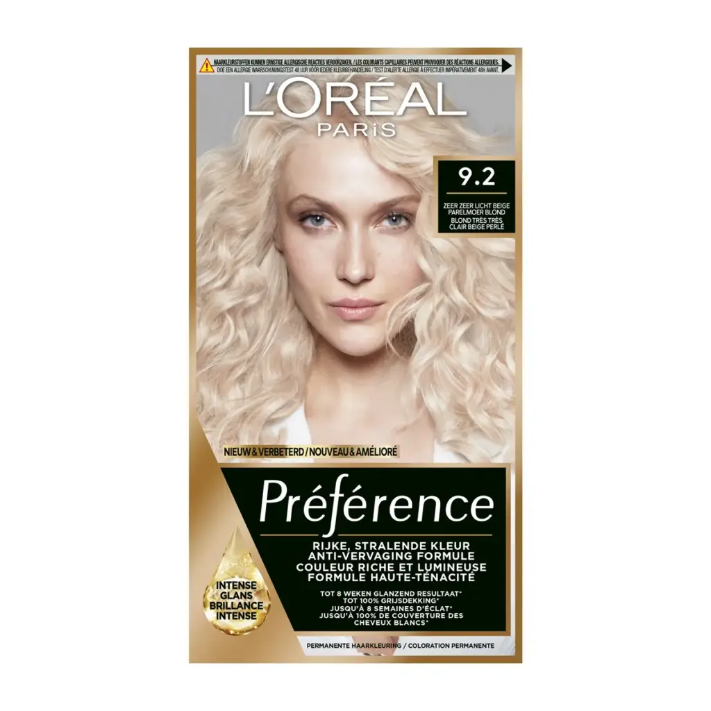 L'Oréal Préférence 9.2 - Zeer Zeer Licht Beige Parelmoer Blond (1 stuk)