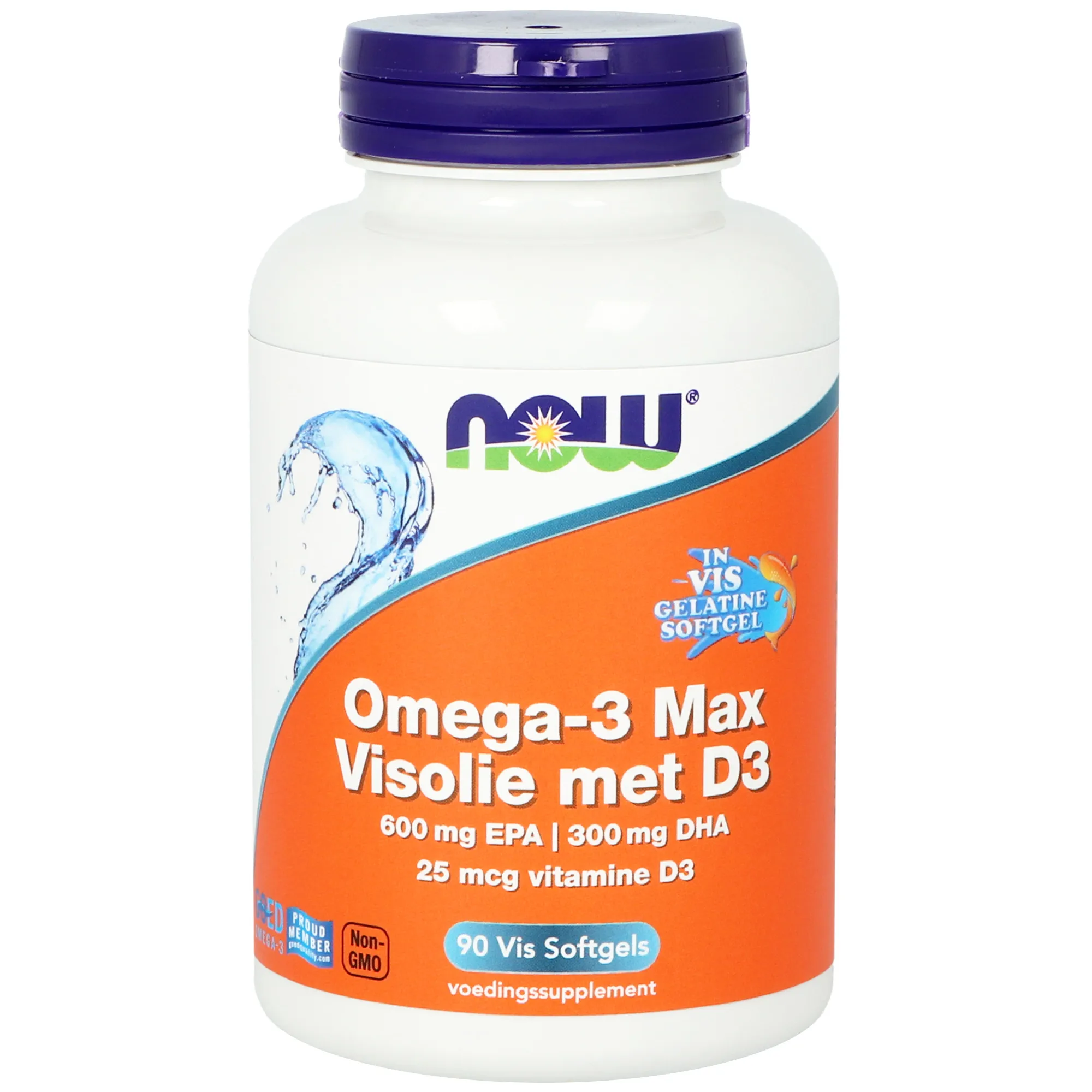 NOW Omega-3 Max Visolie met D3 600 mg EPA 300 mg DHA