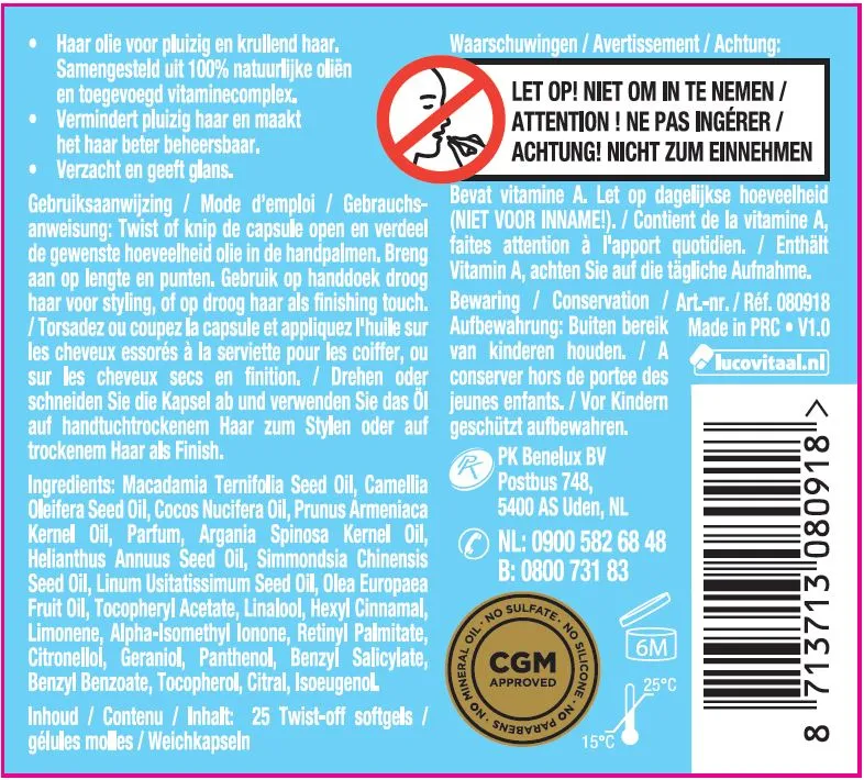 Lucovitaal Leave-in Serum Vitamine - Krullend Haar (25 twist capsules)