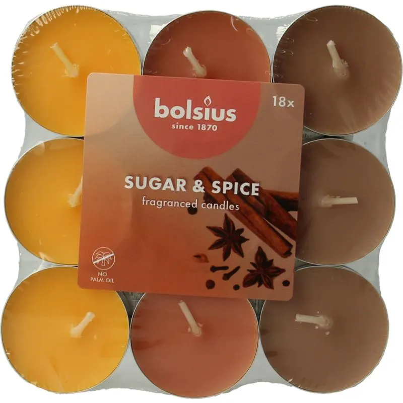 Bolsius Geurtheelicht Multi Colour Brick 18 Sugar & Spice (18 stuks)