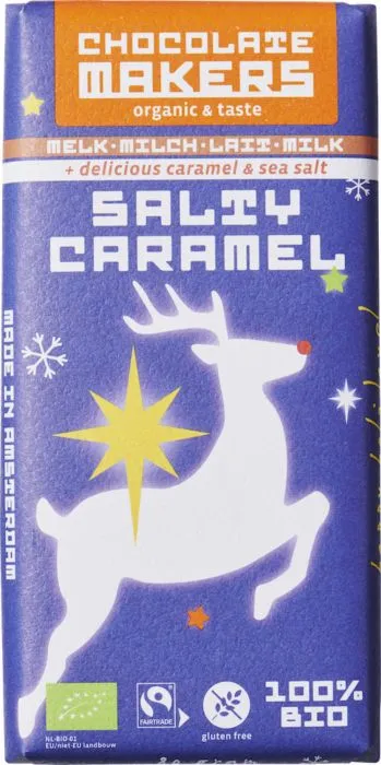 Chocolatemakers Kerstreep Salty Caramel Bio (80 gr)