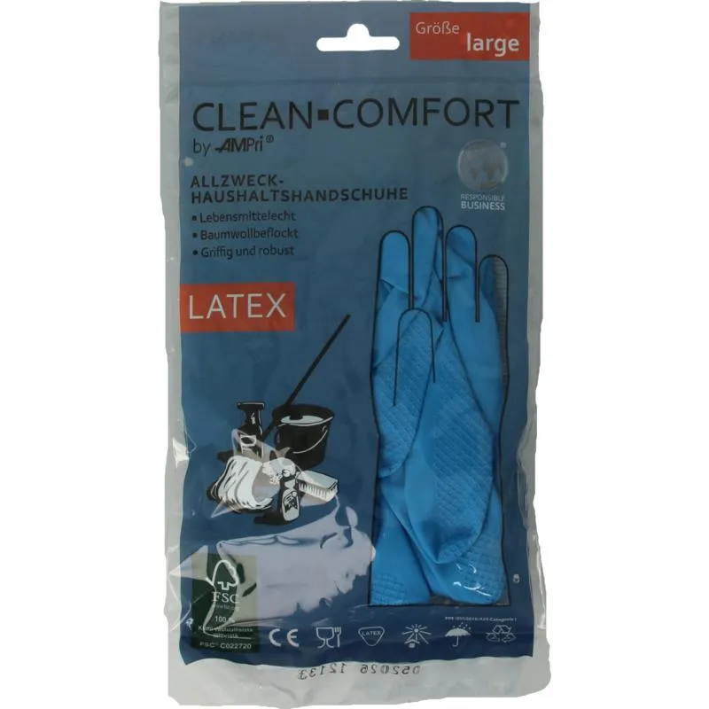 Clean-Comfort Huishoudhandschoen Blauw Maat L (1 paar)