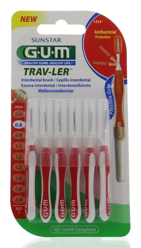 Gum Trav-Ler Rager 0.8 Mm (Rood) (6 stuks)