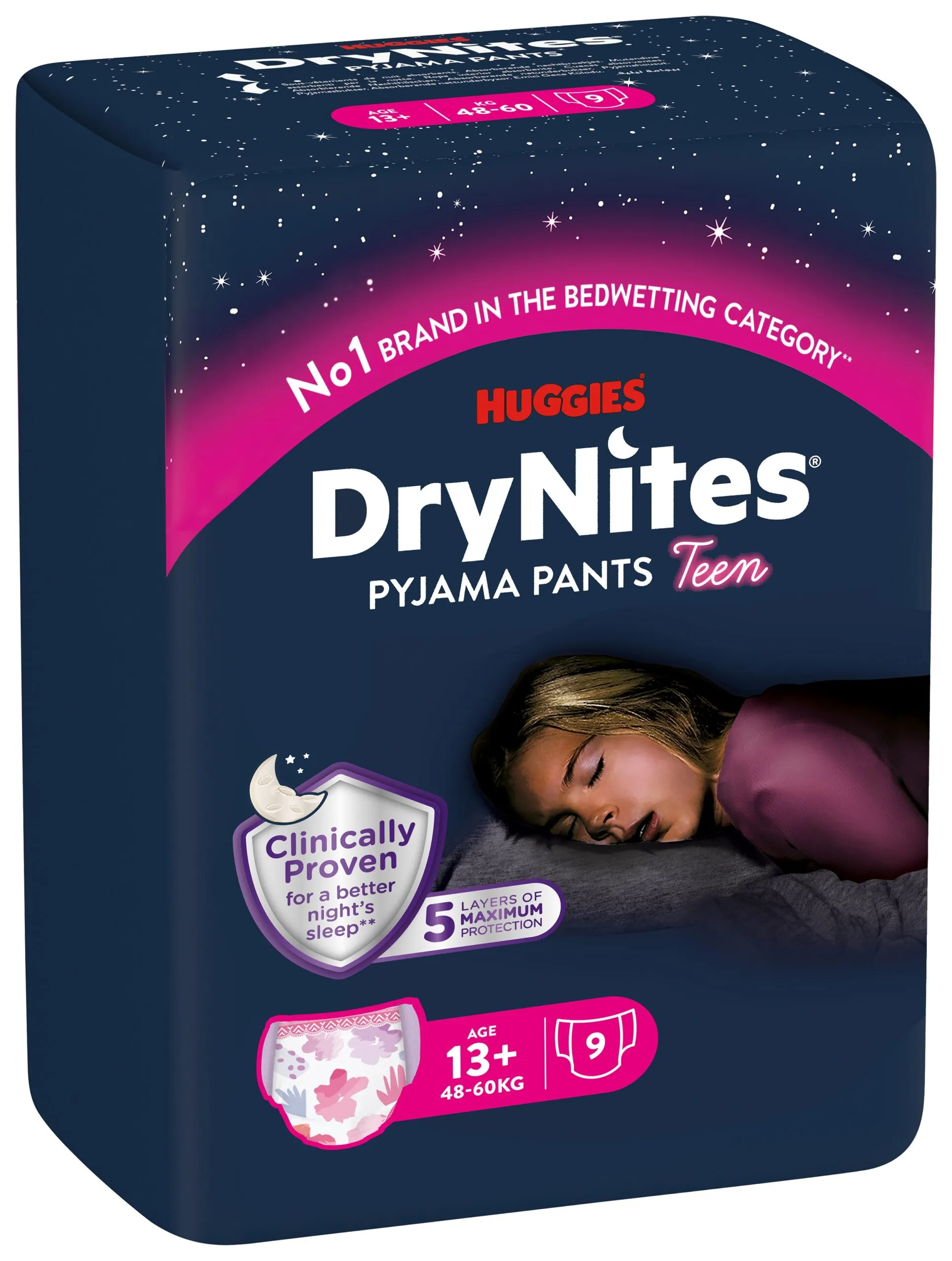 Huggies Drynites Teen 13+Kg Girl (9 stuks)